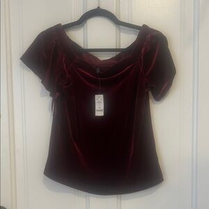 White House Black Market Velvet Burgundy Blouse